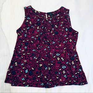 Magenta Leopard Print Tank with Gold Details